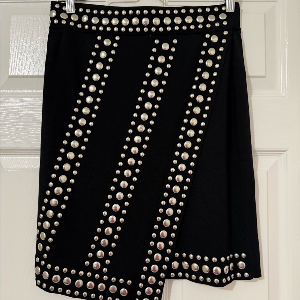 INC International Concepts Black Mini Skirt with Silver Studs